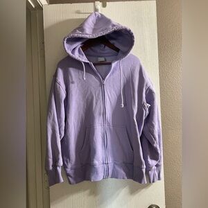 Tna Cozy Fleece Hoodie  Purple Boyfriend Full Zip Sweatshirt Heavy Women Sz S